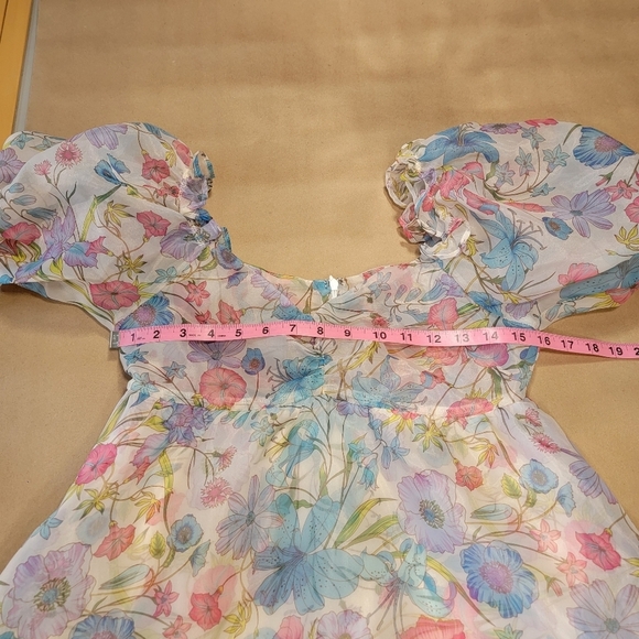 Forever 21 Size S Organza Puff Sleeve Babydoll Mini Dress, Exc. Used Condition - Picture 10 of 16